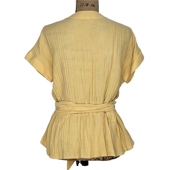 Sundance Hepburn Textured Wrap Surplice Short Sleeve Top Size Medium - Picture 5 of 9